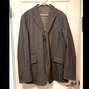 Kroon Sport Coat Mens 42L Brown Wool/Cotton Herringbone 3 Button Ritchie NO BIB
